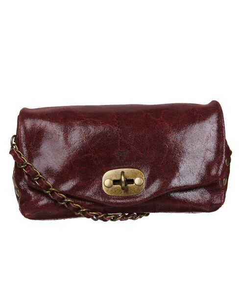 Hero bordeauxrode schoudertas van leer en fluweel - 26x14x7,5 cm