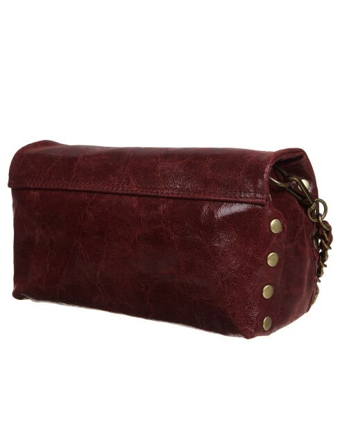 Hero bordeauxrode schoudertas van leer en fluweel - 26x14x7,5 cm