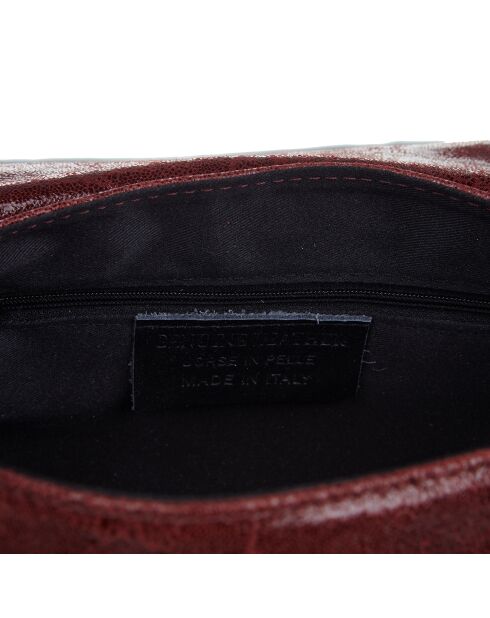 Hero bordeauxrode schoudertas van leer en fluweel - 26x14x7,5 cm