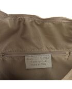 Sac Hobo en Velours de Cuir Dano taupe clair - 43x36x6 cm