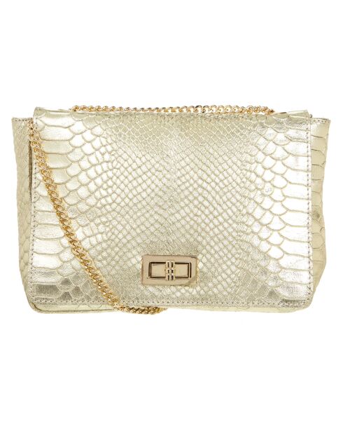 Schultertasche Goldenes Gürteltier aus Leder - 21x15x6 cm