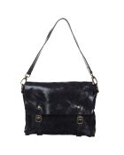 Zwarte leren schoudertas van Nyle - 25x27x3 cm