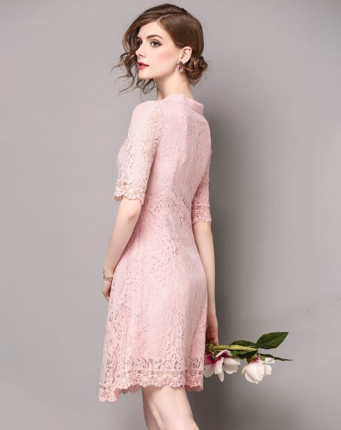 Robe manches courtes rose