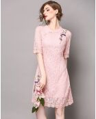 Robe manches courtes rose
