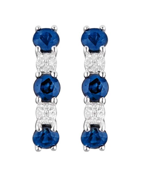 Pendientes Port Royal con diamantes de 0,05 quilates, zafiros de 1,08 quilates en oro blanco