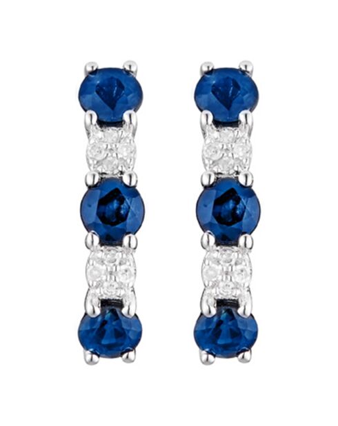 Boucles d'oreilles Port Royal Diamants 0.05 ct Saphirs 1.08 ct or blanc