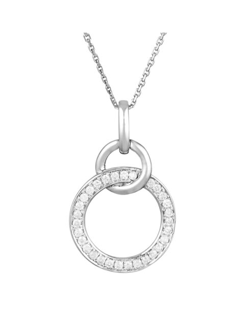 Pendentif Double Circle Diamants 0.19 ct Or Blanc