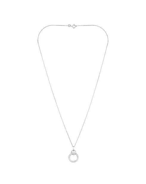 Pendentif Double Circle Diamants 0.19 ct Or Blanc