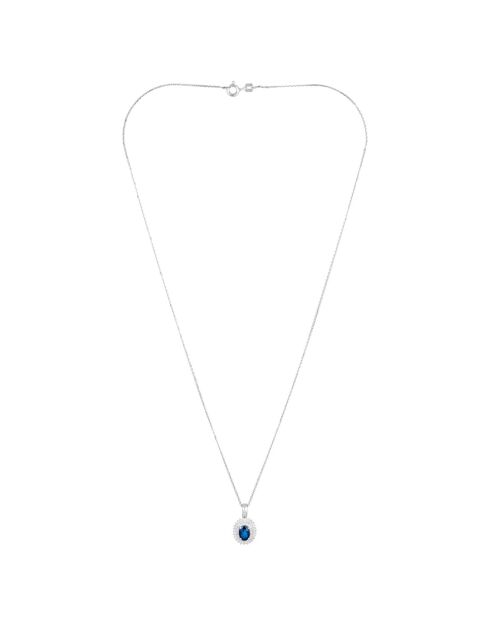 Pendentif Palawan Diamants 0.15 ct & Saphir 0.65 ct or blanc