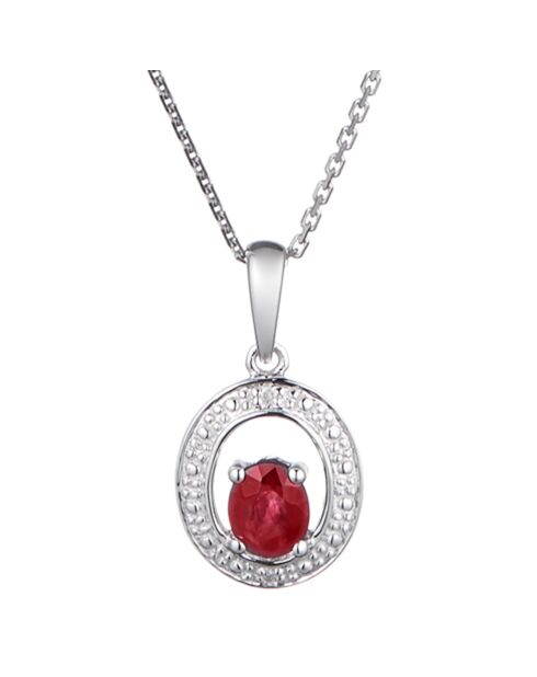 Mascarene-Anhänger Diamanten 0,01 ct und Rubine 0,57 ct Weißgold