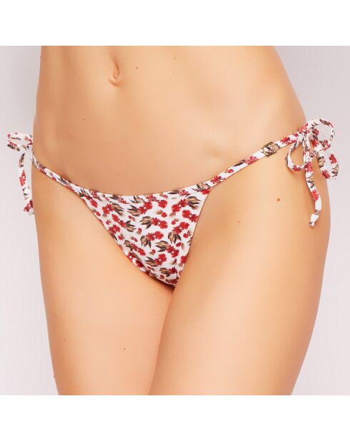 Wit/rood fleur de Plume bikinibroekje met bloemenprint