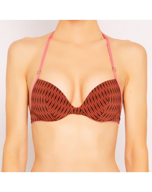 Eva jersey top met terracotta/fuchsia-print