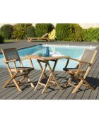 Ensemble 1 table carrée + 2 fauteuils Fun teck - D.70xH.75.5 cm