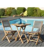 Ensemble 1 table carrée + 2 chaises pliantes Fun teck - 60x60x76 cm