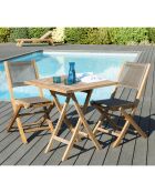 Ensemble 1 table carrée + 2 chaises pliantes Fun teck - 70x70x75.5 cm