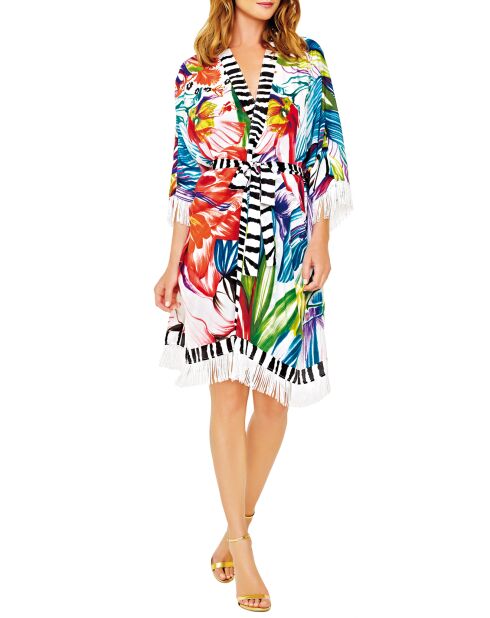 Caftan en Soie Spring Embrace multicolore