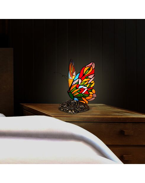 Lampe de chevet Papillon multicolore - 23x15x16 cm