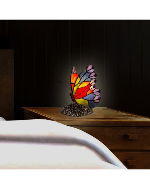 Lampe à poser Papillon multicolore - 22x13.5x16.5 cm