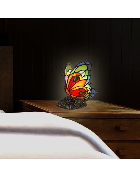 Lampe de chevet Papillon multicolore - 22.5x18.5x16 cm