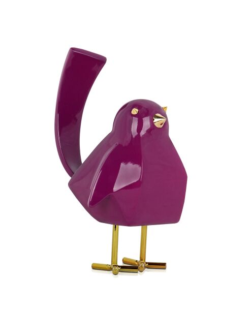 Sculpture Pop Art Oiseau pourpre violine - 13x11x18 cm