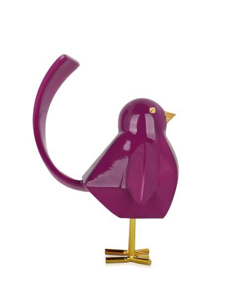 Sculpture Pop Art Oiseau pourpre violine - 13x11x18 cm