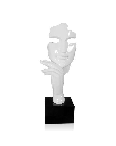 Sculpture Visage & Main blanche - 45x18x17 cm