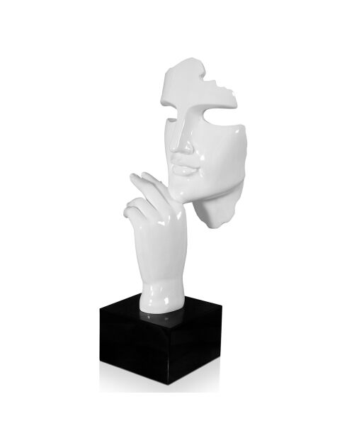 Sculpture Visage & Main blanche - 45x18x17 cm