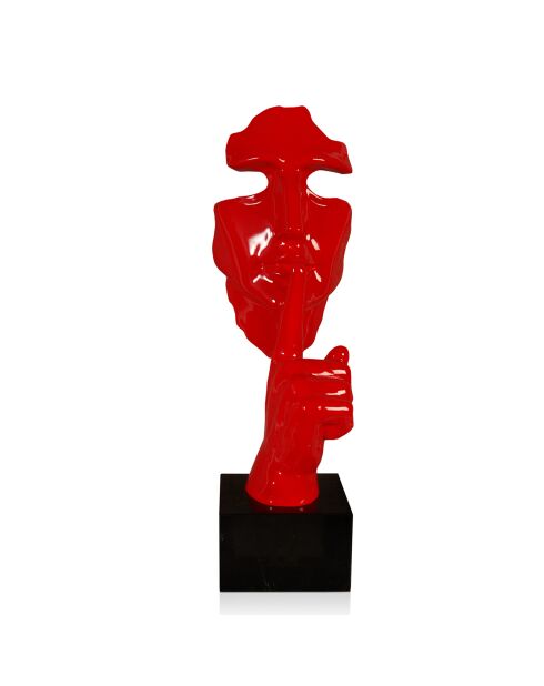 Sculpture Visage & Main rouge - 45x18x17 cm