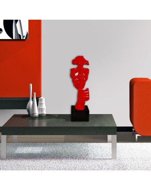 Sculpture Visage & Main rouge - 45x18x17 cm