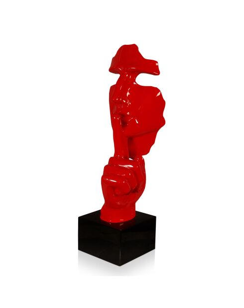 Sculpture Visage & Main rouge - 45x18x17 cm