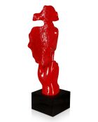 Sculpture Visage & Main rouge - 45x18x17 cm
