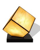 Lampe de chevet Cube jaune/marron - 24x22x22 cm