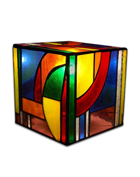 Lampe de chevet Tiffany Cube Kandinsky - 15x15x15 cm