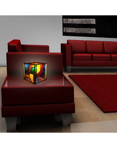 Lampe de chevet Tiffany Cube Kandinsky - 15x15x15 cm