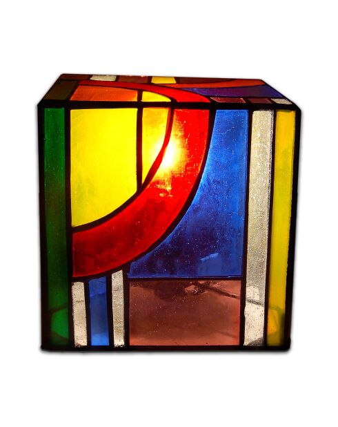 Lampe de chevet Tiffany Cube Kandinsky - 15x15x15 cm