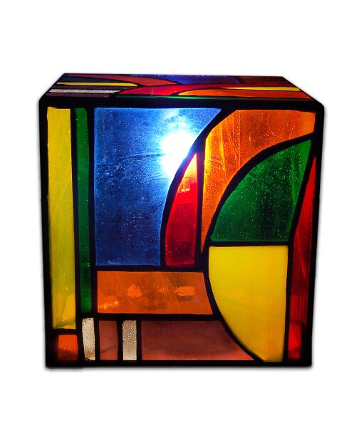 Lampe de chevet Tiffany Cube Kandinsky - 15x15x15 cm
