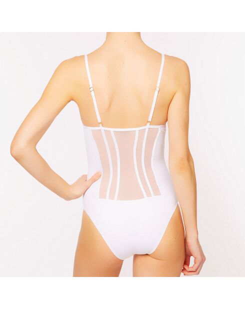 Maillot de Bain 1 Pièce Graphique Couture blanc