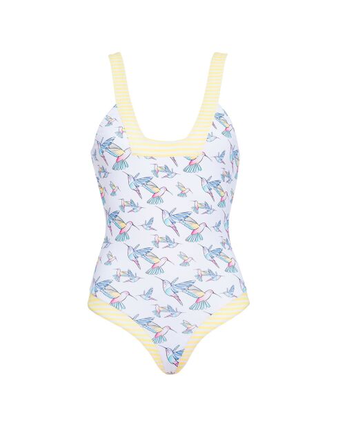 Maillot de Bain 1 Pièce retro Anna Halo blanc/bleu/jaune