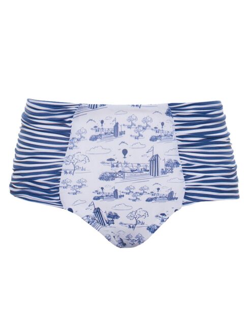 Bas de Maillot Taille Haute Helia Candor marine/blanc