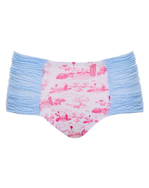 Bas de Maillot Taille Haute Helia Naive bleu/rose