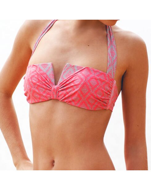 Gemma Dune roze/grijze bandeau-bikinitop