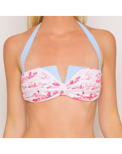 Haut de Maillot Bandeau Gemma Naive bleu/rose