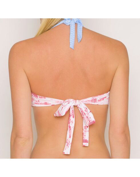 Haut de Maillot Bandeau Gemma Naive bleu/rose