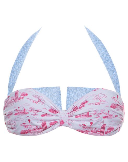 Haut de Maillot Bandeau Gemma Naive bleu/rose