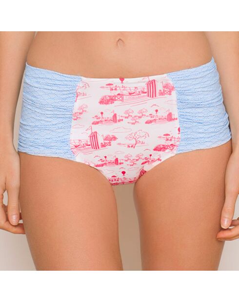 Bas de Maillot Taille Haute Helia Naive bleu/rose