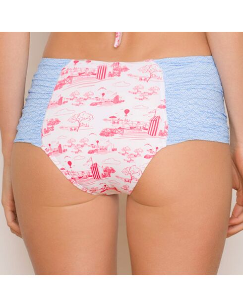 Helia Naive blauw/roze bikinibroekje met hoge taille