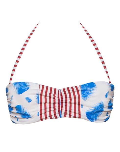 Haut de Maillot Bandeau Riva Zephyr blanc/ciel/rouge