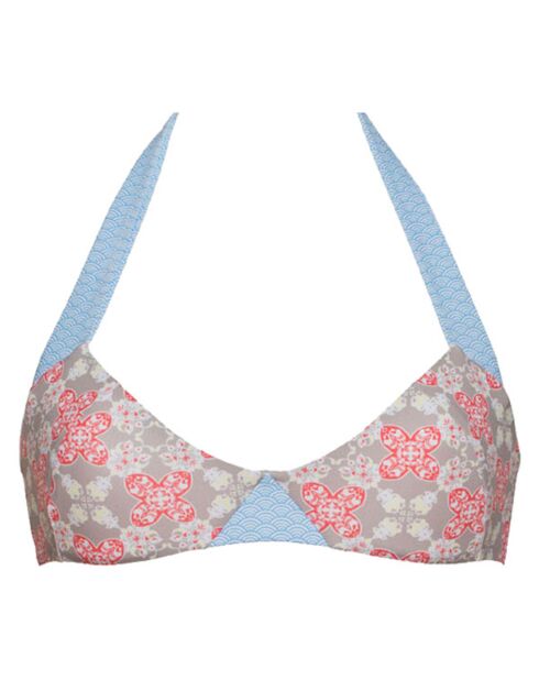 Haut de Maillot Brassière Isla Boho taupe/bleu/rouge