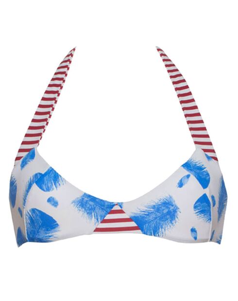 Haut de Maillot Brassière Isla Zephyr blanc/ciel/rouge