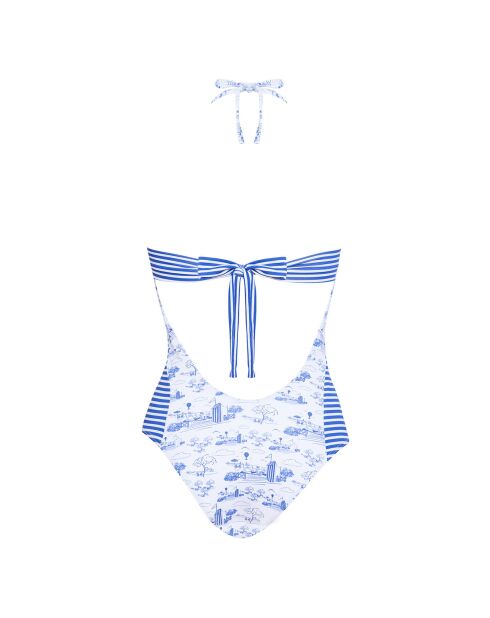 Louisa Candor marineblauw/wit badpak uit één stuk